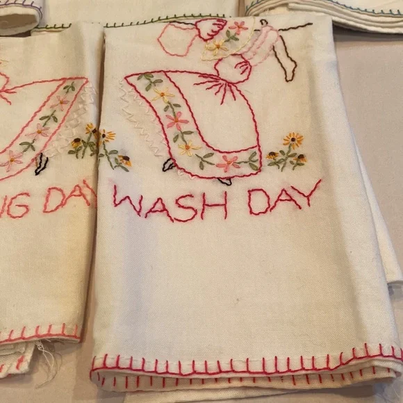 Vintage tea towels days of the week bake iron cleaning market gardening … - Picture 5 of 15